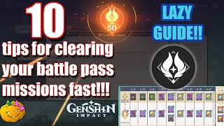 Lazy guide to clearing your battle pass missions Get to level 50 fast  Genshin Impact 23 [upl. by Laicram]