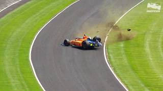 Raw Video Fernando Alonso crashes during 2019 Indy 500 practice [upl. by Georgiana]