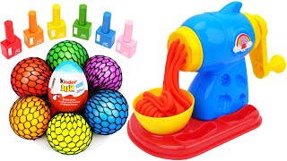 Satisfying Video l How to make Rainbow Noddles with Stress Balls amp Surprise Egg Cutting ASMR 3 [upl. by Annyl530]