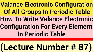 Valance Electronic ConfigurationStabilityStable Electronic ConfigurationLecture 87Class 11 [upl. by Velda]