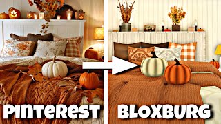 BUILDING A FALL THEMED BEDROOM from Pinterest On Bloxburg 🍁 [upl. by Weaver]