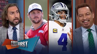 Are Cowboys passing on Dak should Josh Allen change his play style and more  First Things First [upl. by Enylodnewg]