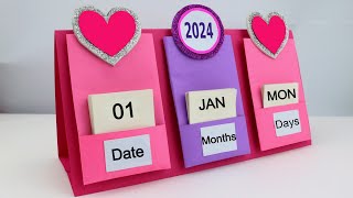 How to make New Year 2024 Desk Calendar  DIY Calendar  Handmade Desk Calendar  New Year Crafts [upl. by Palila]