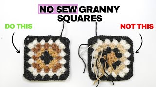 No Sew Granny Square  Multicolour Granny Squares WITHOUT all the ends [upl. by Torr]