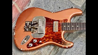 Waterslide Guitars Coodercaster Copper wMojo Lap Steel amp Gold Foil Pickups Duesenberg Multibender [upl. by Blondy252]