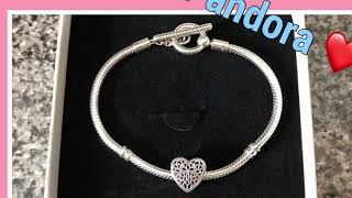 pandora Pandora TBar Bracelet amp Beaded Heart Charm pandoramania [upl. by Keven279]