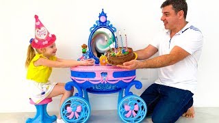 Stacy pretend play happy birthday with daddy [upl. by Ynavoeg820]