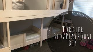 How to Build a DIY Toddler Bed Playhouse for Triplets Transition to Toddler Bed [upl. by Wiltsey881]