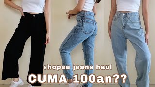 SHOPEE JEANS KOREA HAUL TERMURAH [upl. by Eetse]