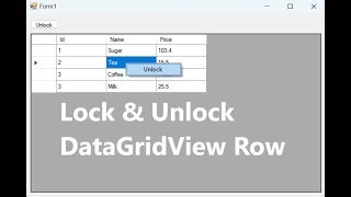 C Lock and Unlock DataGridView Rows  C Windows Application DataGridView Safe Editing [upl. by Ytinirt999]