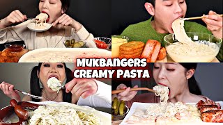 Mukbangers and Their CREAMY PASTA😋😲 [upl. by Trumann965]