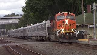 Burlington Northern Santa Fe Office Car Special Trucks Through Downtown Kent [upl. by Trebma]