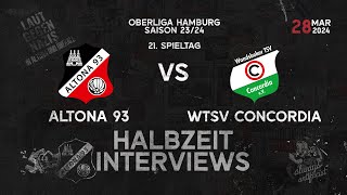 Halbzeitinterviews aus dem Spiel Altona 93  WTSV Concordia  21 Spieltag Oberliga Hamburg [upl. by Argela]