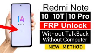 Redmi Note 1010T10 Pro Max  Google Account Bypass MIUI 14  100 Working without pc [upl. by Minnnie565]