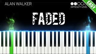 Faded  Alan Walker  EASY Piano Tutorial [upl. by Spanjian]