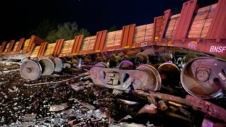 Major Train derailment along the BNSF line here in Wyandotte Oklahoma 4132024 [upl. by Elrak39]