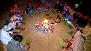 Winter night picnic with santali tribe people  Tribe famous food  village cooking vlog picnic [upl. by Evey385]