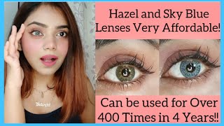 Hazel amp Blue Contact Lenses on Dark IndianBlack Eyes  Cheap Affordable Lenses in India Soft Lenses [upl. by Xila]