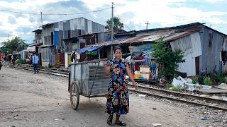 Real Poor Life of Cambodians Nearby Railway on July 10ReaLife Cambodia [upl. by Jasmin]