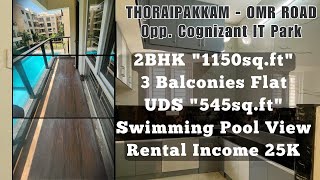 THORAIPAKKAM “1150sqft” 2BHKforSale 3 Balconies OMR 500mtrs SwimmingPool View GatedCommunity [upl. by Rafa]