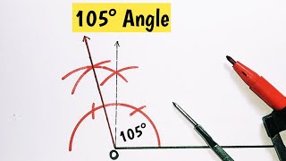 How to construct 105 degree angle with compass  105° Angle  105 डिग्री का कोण [upl. by Notsob]