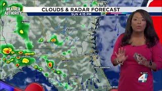 Meteorologist Jenese Harris takes a look at Sunday rain chances and the tropics [upl. by Nolyarg]