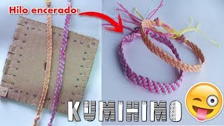 COMO HACER UNA PULSERA PLANA CON LA TÉCNICA KUMIHIMO  DIY DISCO DE CARTON cuadrado [upl. by Noreht]