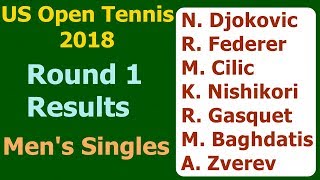 US Open 2018 Tennis Results Djokovic Federer Cilic Nishikori wins Mens singles Round 1 [upl. by Theodosia109]