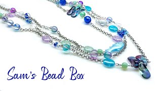 Sam’s Bead Box June 2023 Unboxing and DIY Beachy Multi Strand Necklace Tutorial 🐟🌊🐢 [upl. by Dazhehs]