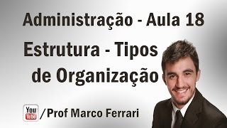 Administração  Aula 18 Funções Administrativas  Organização  Estrutura  Tipos de Organização [upl. by Elpmet]