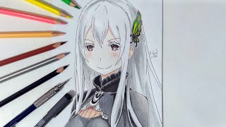 Speed Drawing  Echidna ReZero Kara Hajimeru Isekai Seikatsu 強欲の魔女 [upl. by Nospmoht]