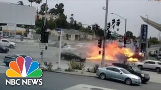 Dramatic Video Fiery Los Angeles Car Crash Kills Five Injures Seven [upl. by Dominik]