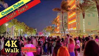 Walking Ocean Drive Miami BEACH Fl at Night Spring Break 2021 [upl. by Liuka]