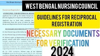 West Bengal Nursing Council documents for verification 2024Guidelines for Reciprocal Registration [upl. by Igor]