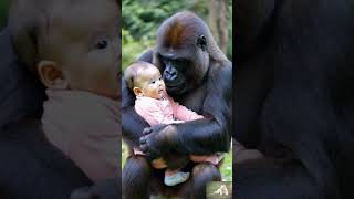 Heartwarming Bond Gorilla Shows Love for Human Baby ai [upl. by Fink]