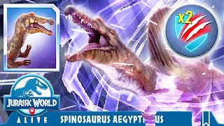 NEW OMEGA SPINOSAURUS AEGYPTIACUS ATTACK UNLOCKED JURASSIC WORLD ALIVE [upl. by Mariya60]