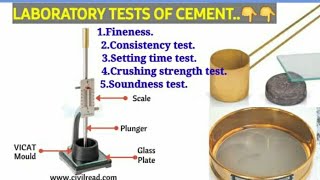 Tests Laboratory of cementsFinenessConsistencySetting TimeCrushingSoundness test of cement [upl. by Ecilef]