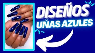 🔵 UÑAS AZULES 2024  Ideas de DISEÑOS decoradas con diferentes tonos Cortas Largas con brillo [upl. by Britney925]