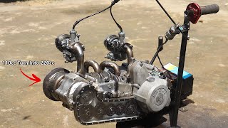 Turn Motorcycle Engine Into 2 Stroke Opposed piston engine Part 2 [upl. by Randie267]