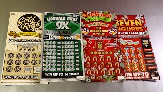 SAT BIG GAME 134 GOLD RUSH EMERALD MINE 9X TRIPLE MATCH Florida Lottery Scratch Tickets [upl. by Debby]