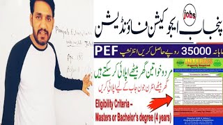 Punjab Education Foundation internship Jobs  How to Apply PEF internships Jobs 2024 [upl. by Diao]