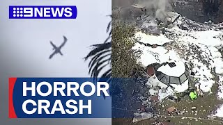 Brazil plane crash leaves 61 people dead  9 News Australia [upl. by Auqeenwahs838]