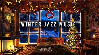 Winter Day at Warm Cafe Shop Space with Ballads Jazz Music amp Fireplace Sounds to Work Study [upl. by Ahseikram158]