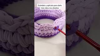 canasta o cestos tejidos a crochet con trapillo o totora crochet manualidades [upl. by Riddle890]