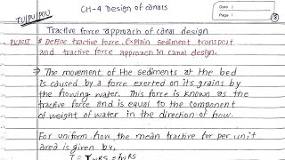 Unit4  Design of Canals  Tractive force approach of canal design  Irrigation Engineering  TUPU [upl. by Guerin576]