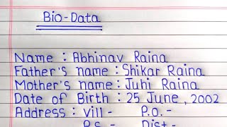 Biodata format  How to write BiodataResume  Biodata kaise banayen [upl. by Vey]