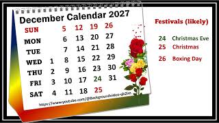 December Calendar 2027 decembercalender2027 [upl. by Lathan]