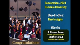 How to apply Osmania university Convocation certificate [upl. by Inalak]