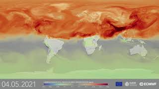 Een jaar aan CO2 concentraties over de aarde [upl. by Whitaker]