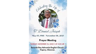 Memorial Service  Elder T Daniel  19 November 2023 [upl. by Ettezyl]